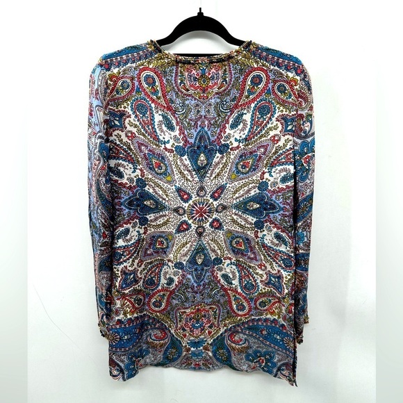 SUNDANCE PAISLEY SILK BEADED woman’s pullover blouse. SM - Picture 2 of 11
